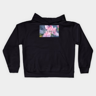 Poinsettia Watercolor with Peace Message Kids Hoodie